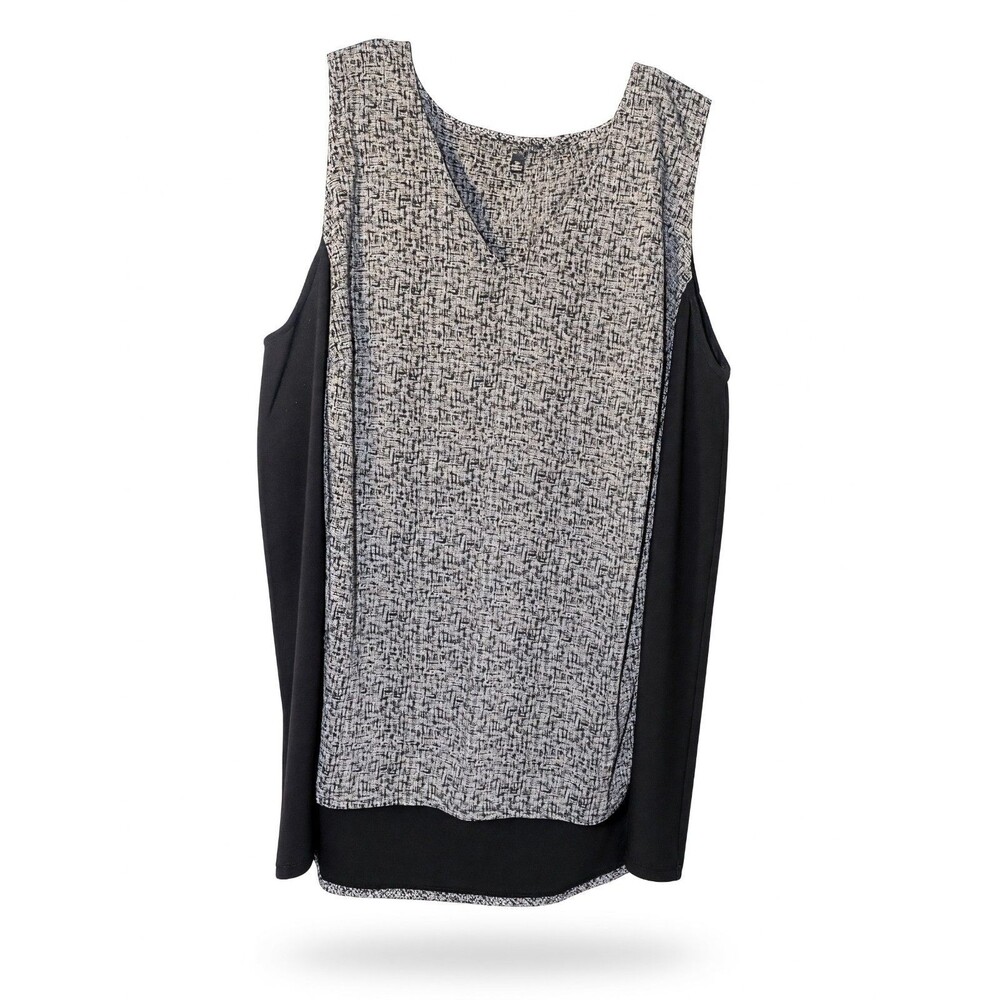 Premise Sleeveless Mixed Media Blouse | Tunic | Black & White | Women's 1X